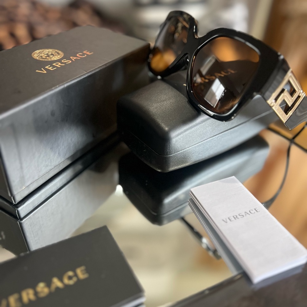 Versace Black Sunglasses with Gold Accents